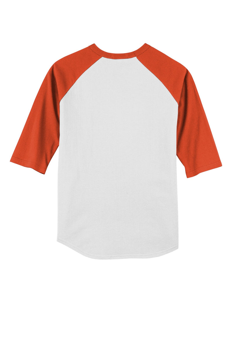 Sport-Tek Youth Colorblock Raglan Jersey - White/ Deep Orange