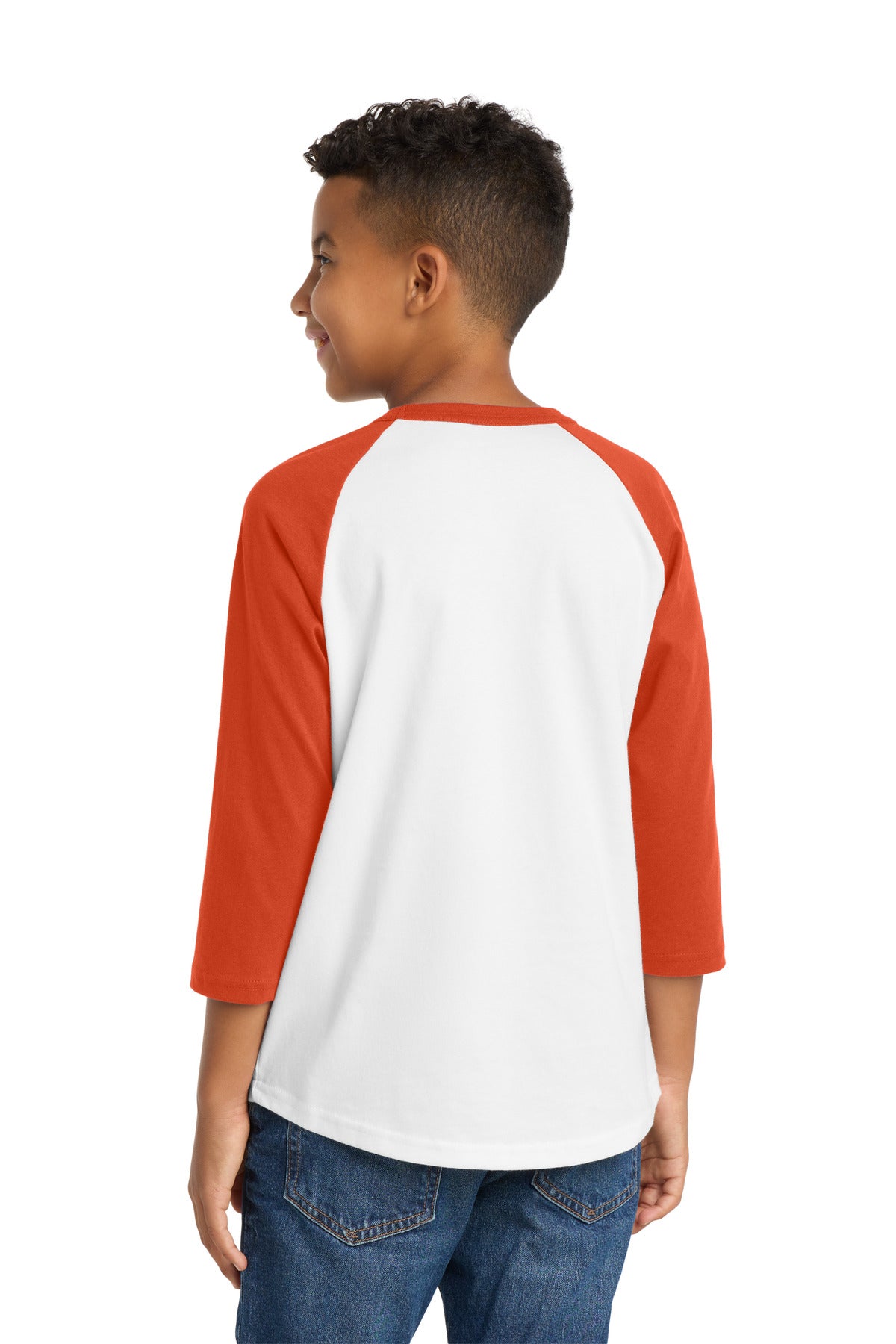Sport-Tek Youth Colorblock Raglan Jersey - White/ Deep Orange