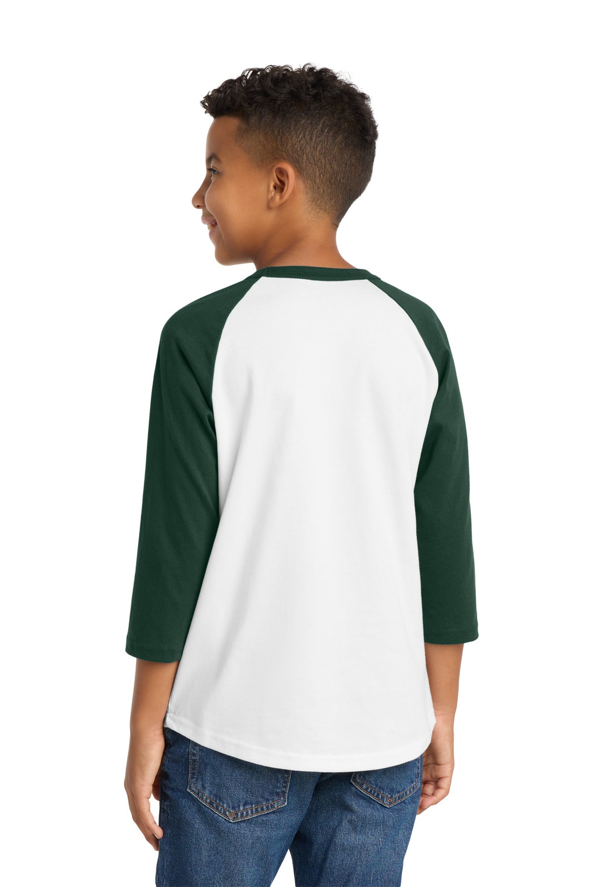 Sport-Tek Youth Colorblock Raglan Jersey - White/ Forest