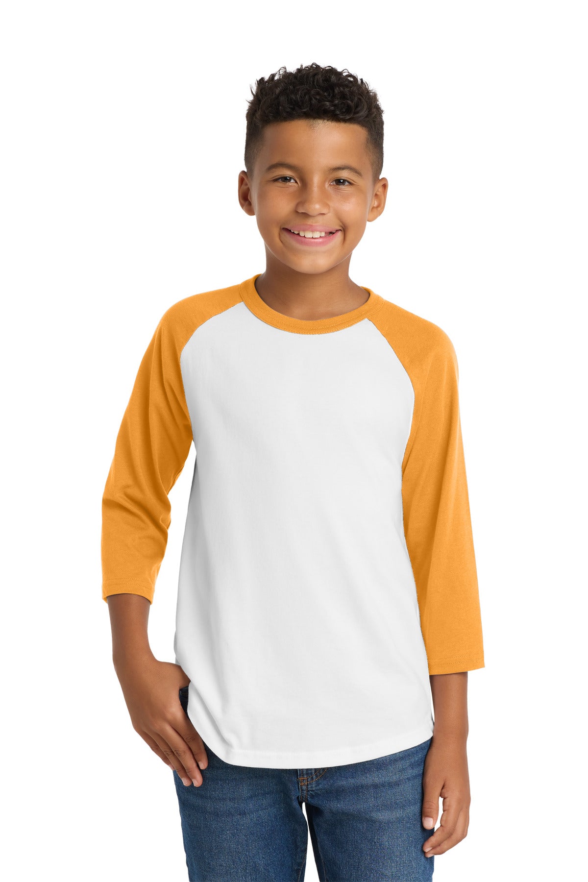 Sport-Tek Youth Colorblock Raglan Jersey - White/ Gold