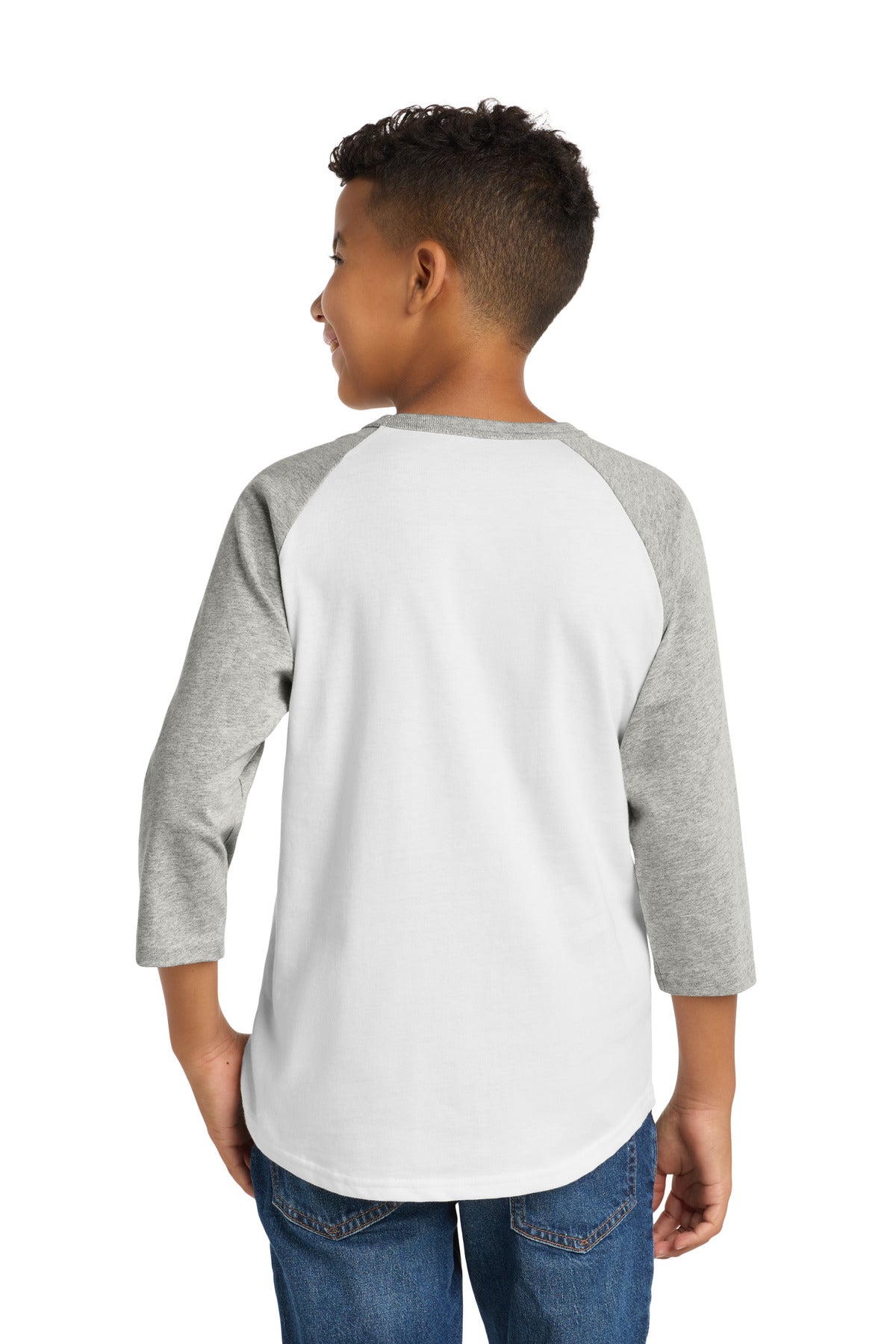 Sport-Tek Youth Colorblock Raglan Jersey - White/ Heather Grey