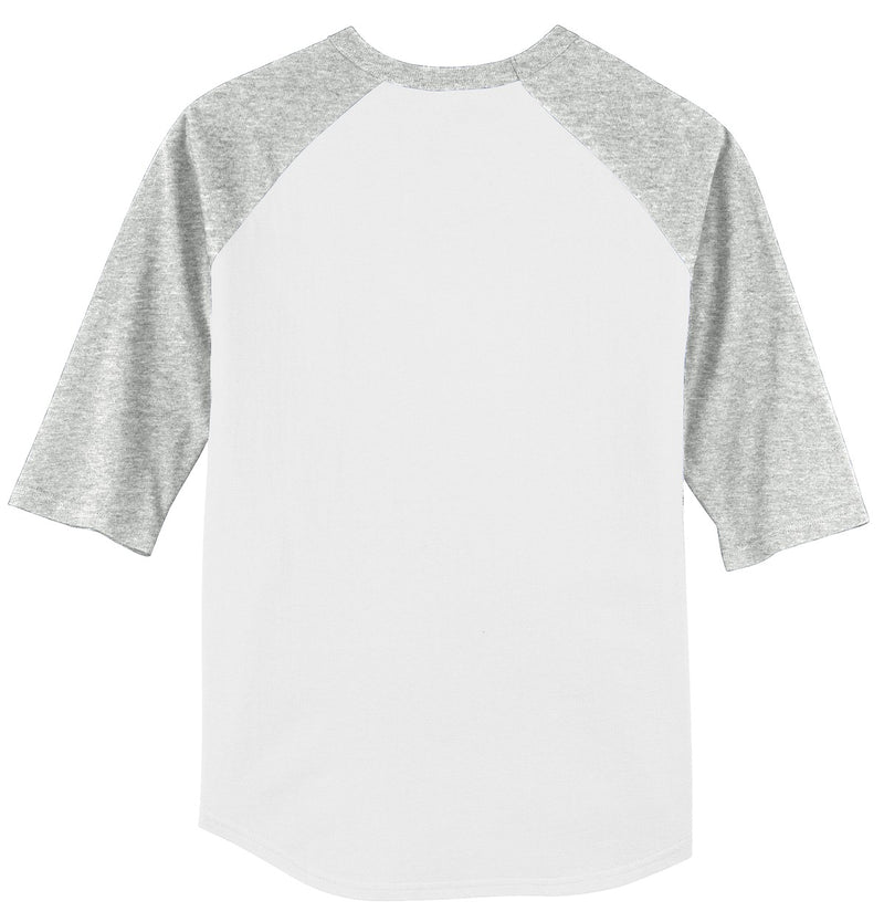 Sport-Tek Youth Colorblock Raglan Jersey - White/ Heather Grey