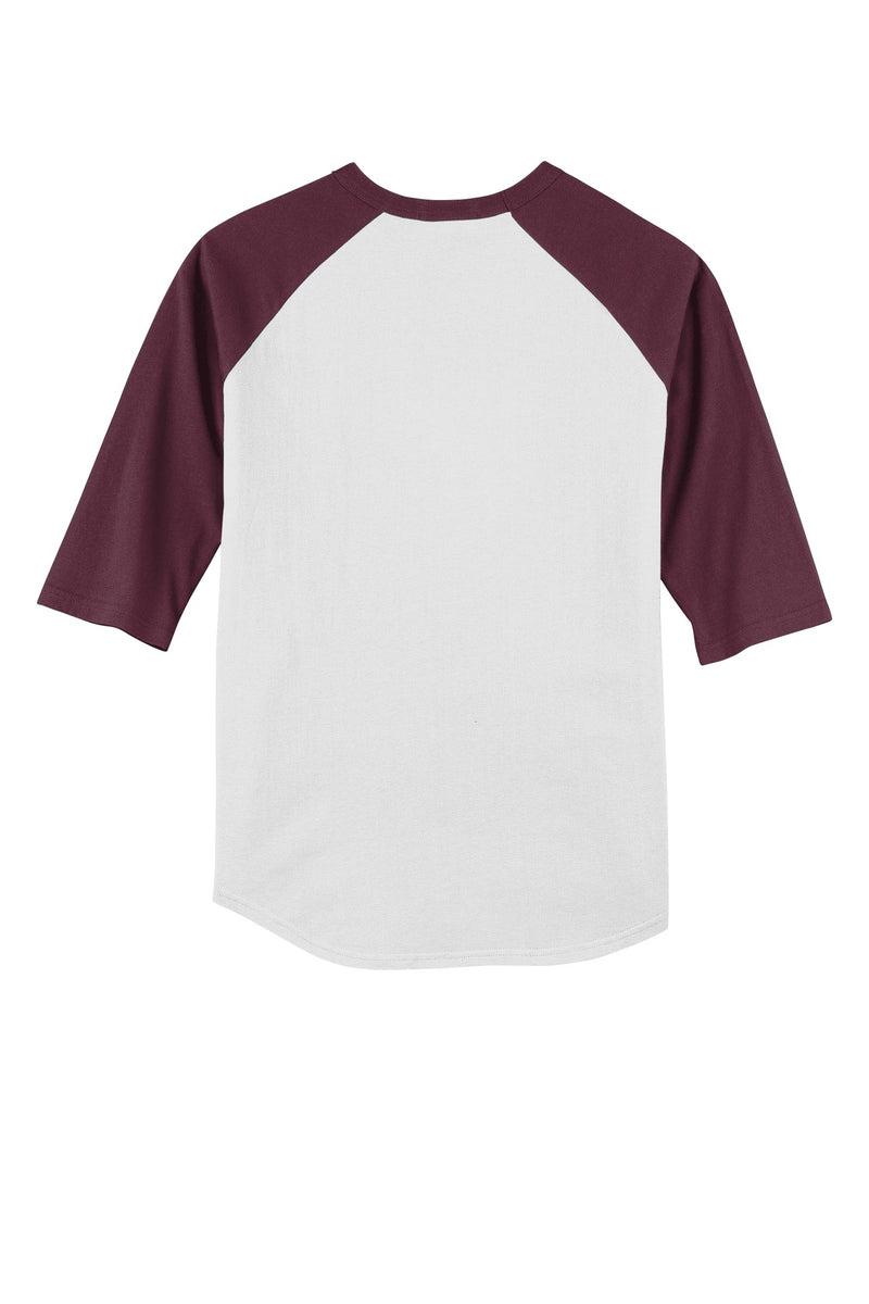 Sport-Tek Youth Colorblock Raglan Jersey - White/ Maroon