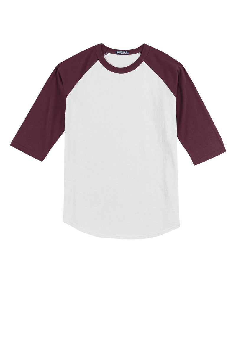 Sport-Tek Youth Colorblock Raglan Jersey - White/ Maroon