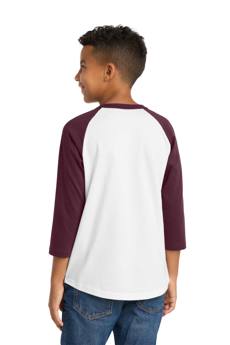 Sport-Tek Youth Colorblock Raglan Jersey - White/ Maroon