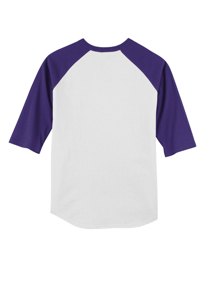 Sport-Tek Youth Colorblock Raglan Jersey - White/ Purple