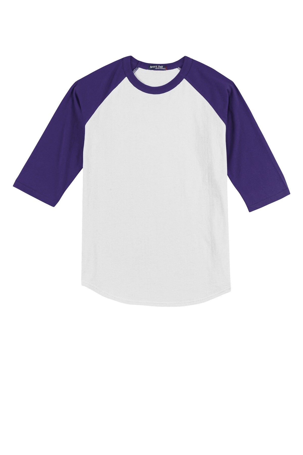 Sport-Tek Youth Colorblock Raglan Jersey - White/ Purple