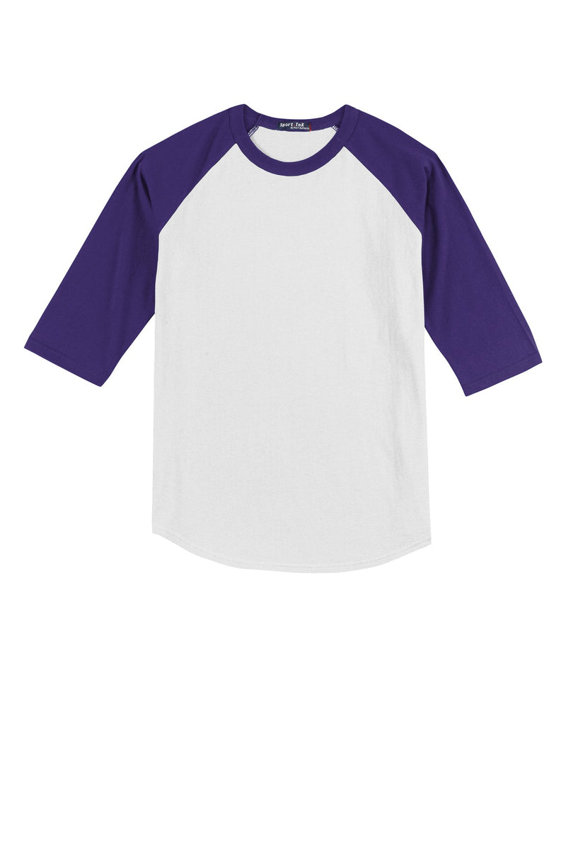Sport-Tek Youth Colorblock Raglan Jersey - White/ Purple