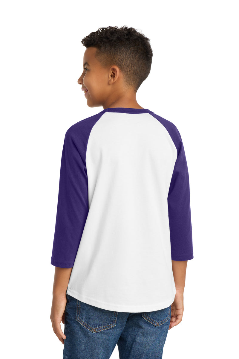 Sport-Tek Youth Colorblock Raglan Jersey - White/ Purple