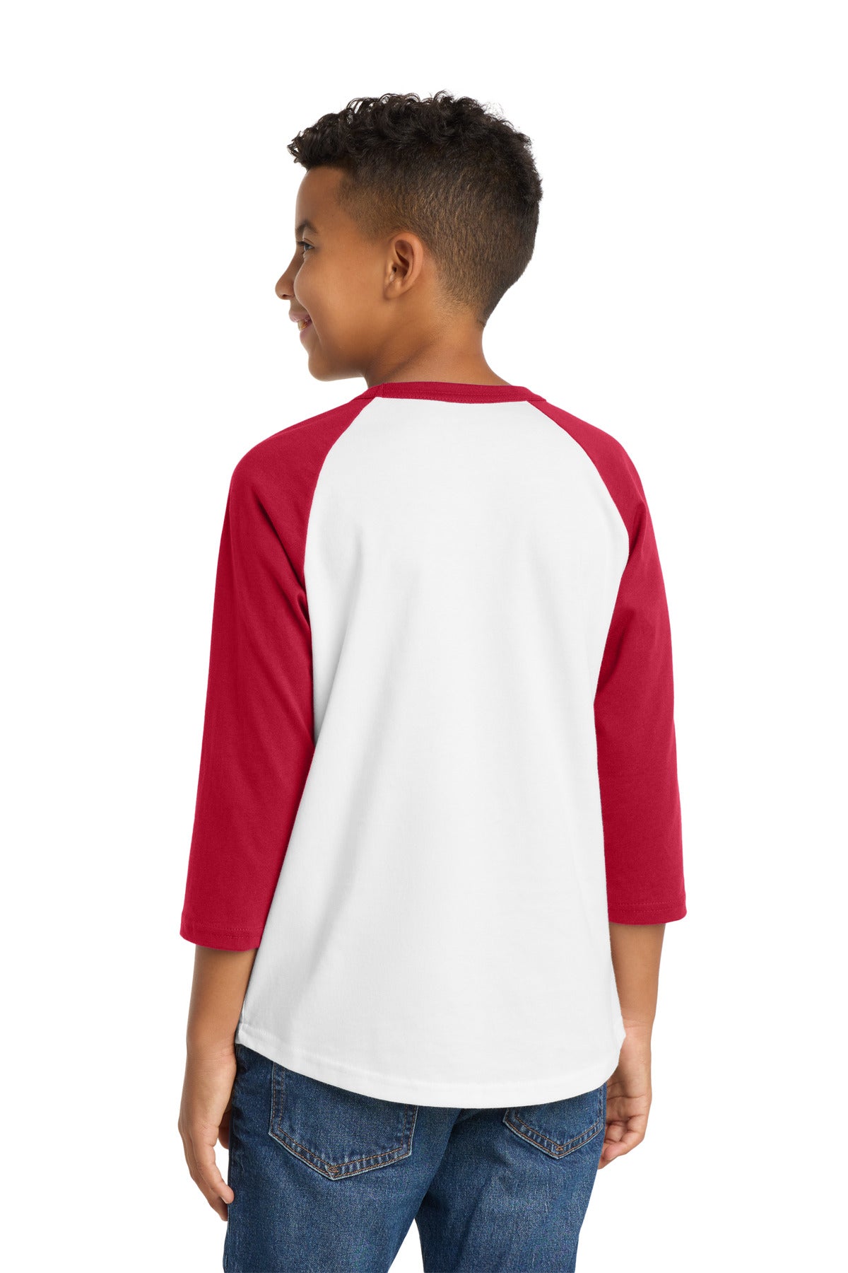 Sport-Tek Youth Colorblock Raglan Jersey - White/ Red