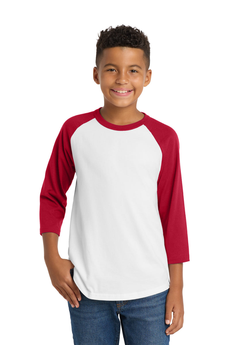Sport-Tek Youth Colorblock Raglan Jersey - White/ Red