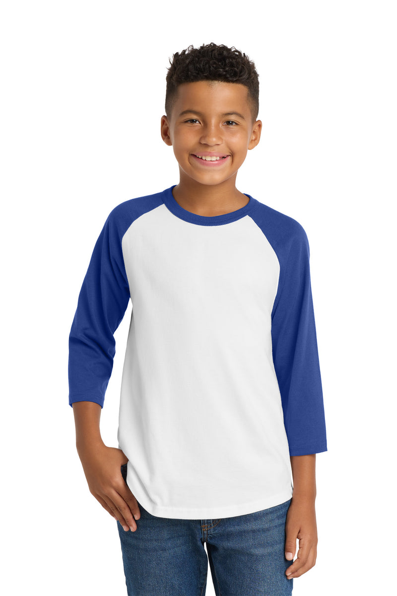 Sport-Tek Youth Colorblock Raglan Jersey - White/ Royal