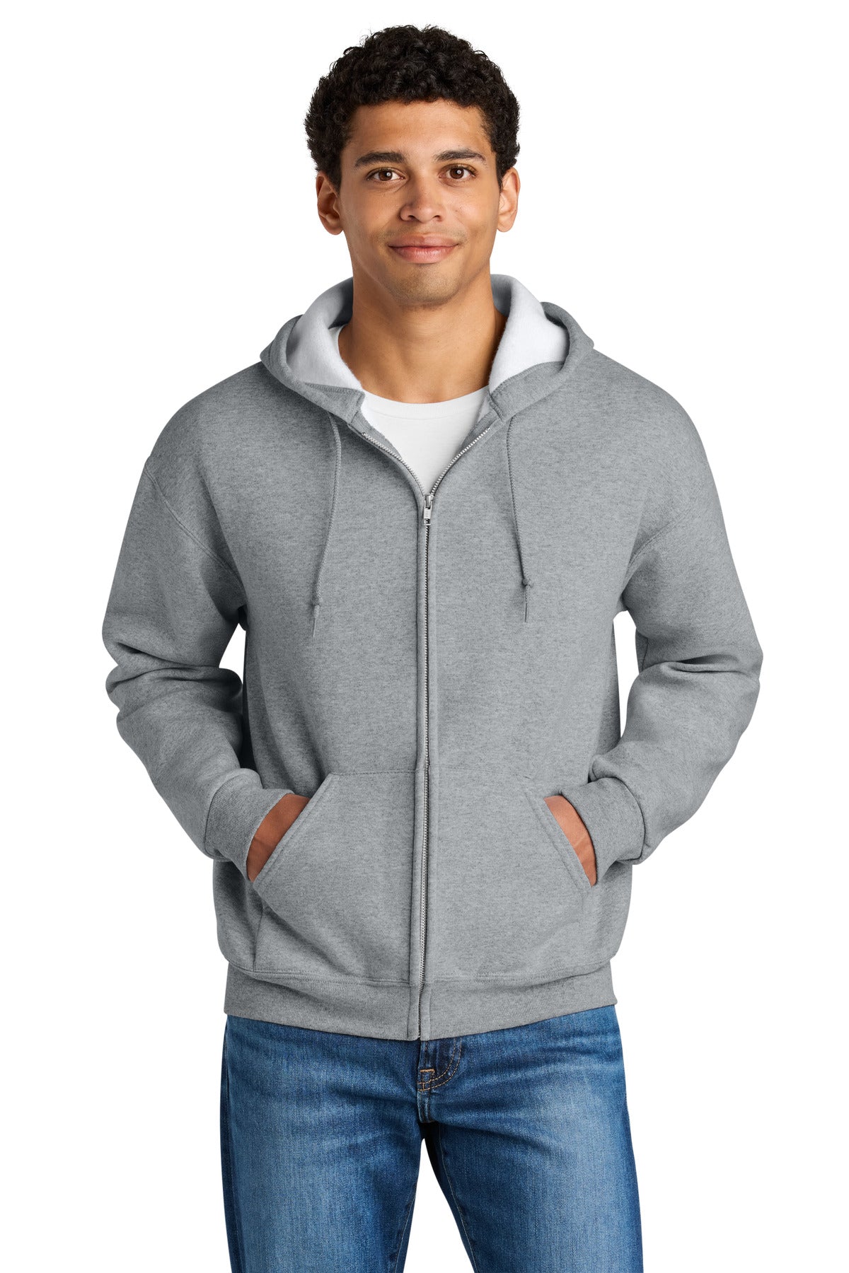 Jerzees Rugged Unisex Full-Zip Hooded Sweatshirt - Athletic Heather