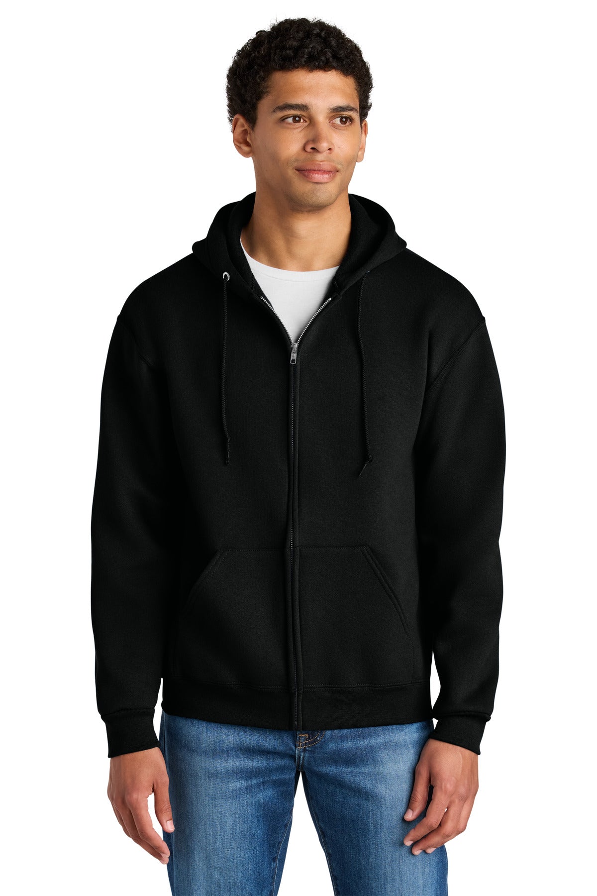 Jerzees Rugged Unisex Full-Zip Hooded Sweatshirt - Black Ink