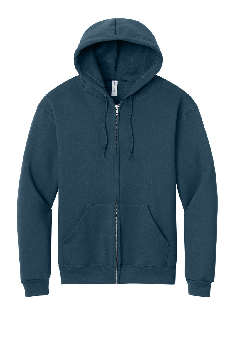 Jerzees Rugged Unisex Full-Zip Hooded Sweatshirt - Washed Navy