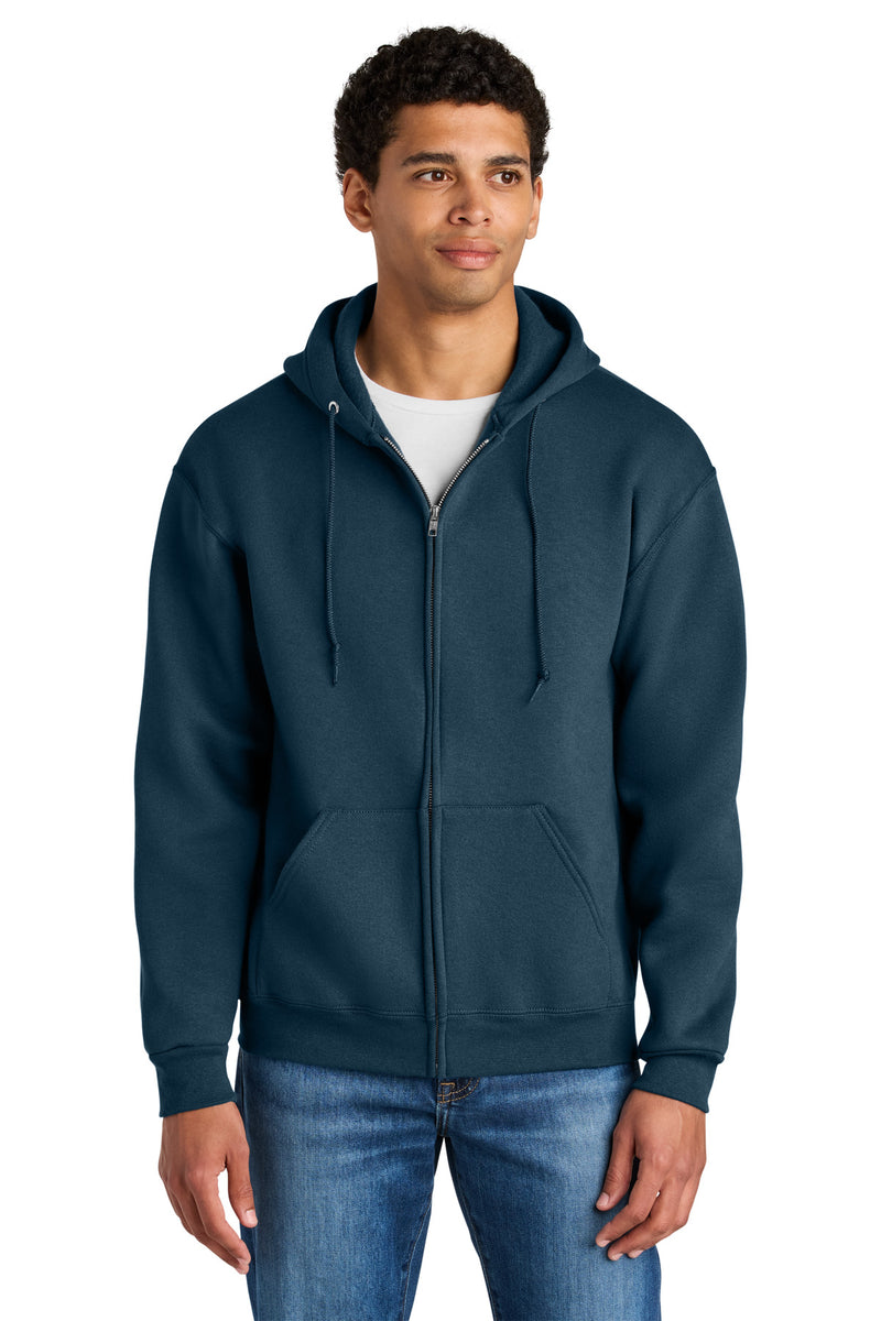 Jerzees Rugged Unisex Full-Zip Hooded Sweatshirt - Washed Navy