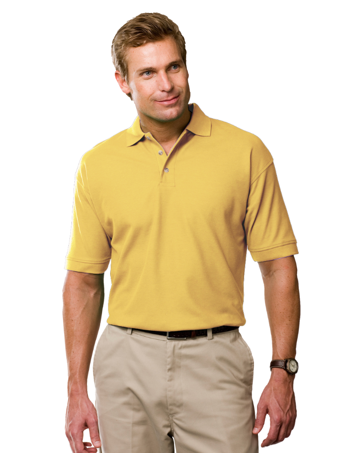 Blue Generation Short Sleeve Cotton Pique Polo — Maize — mens